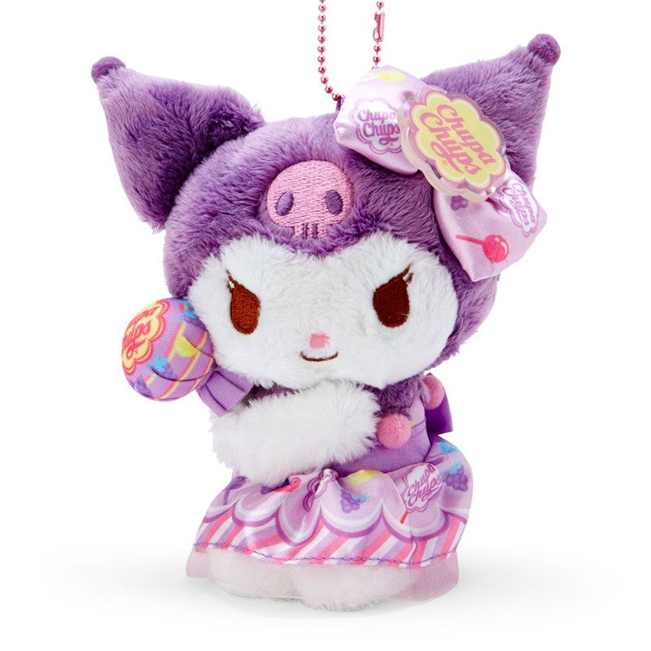 Sanrio - Kuromi Plush Mascot Keychain Plush Doll (Chupa Chups Collaboration Design)