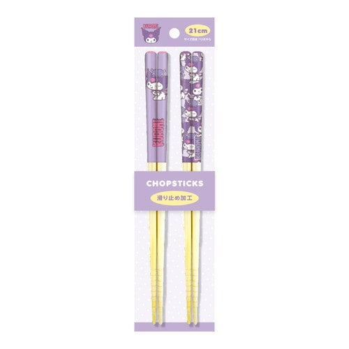 T's Factory - Sanrio Kuromi Bamboo Chopsticks 2-Pair Set (21cm)