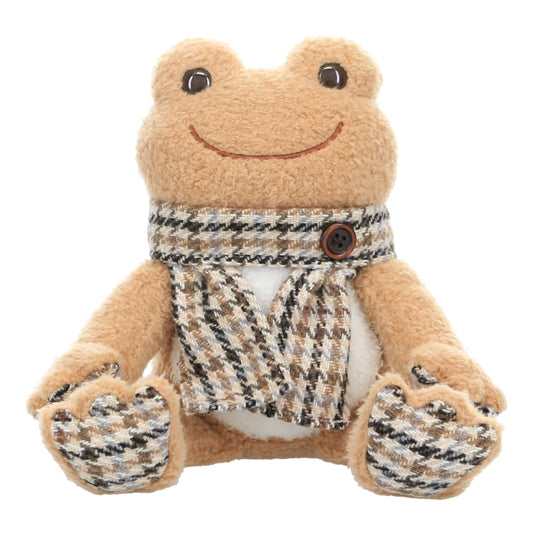 Pickles the Frog - Bean Plaid Brown Scarf Doll Plush