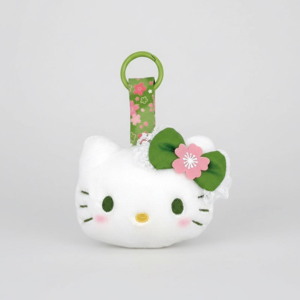 Sanrio - Hello Kitty Matcha Kimono Face Tag Mascot Plush Doll Keychain