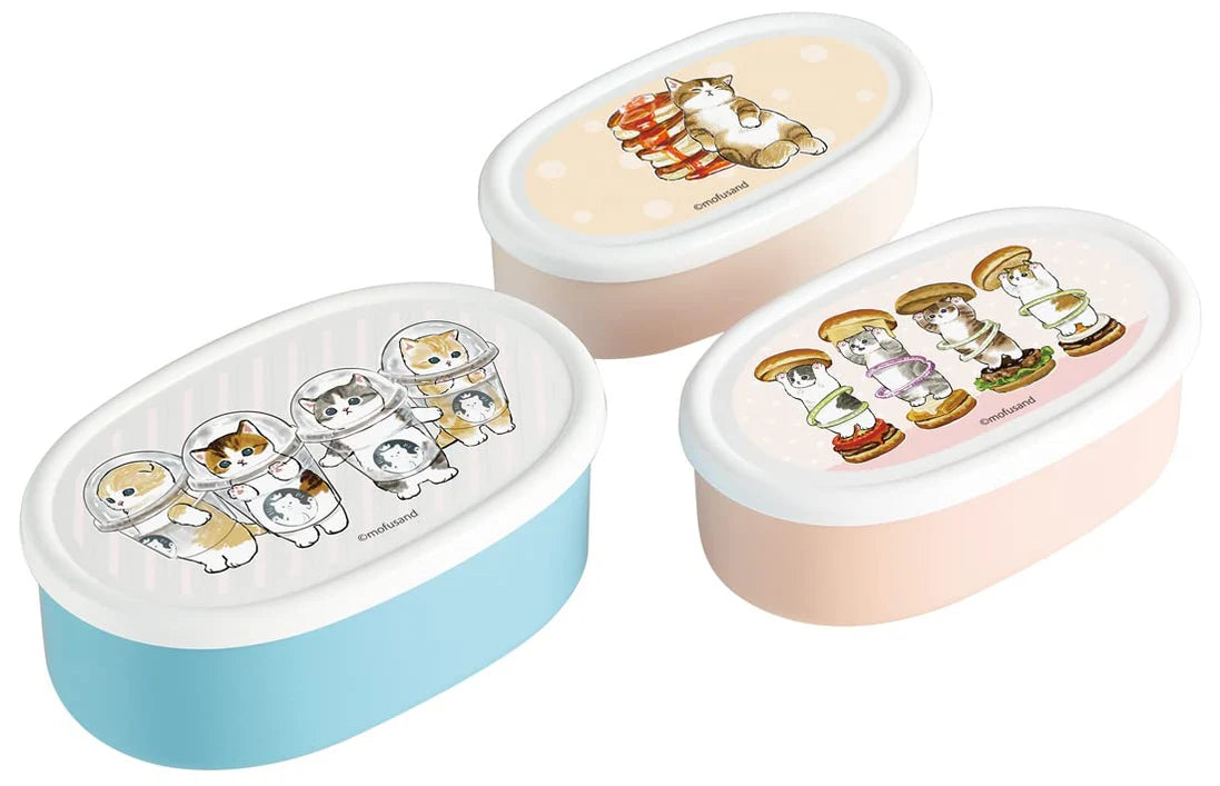 Skater - Mofusand Antibacterial Microwave Safe Sealed Storage Containers (3pcs)