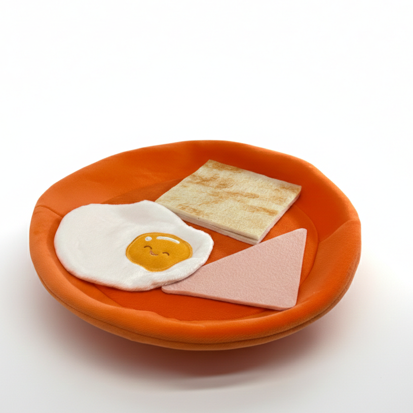 Plushie Planet® - Hong Kong Snack Series - Fried Egg With Ham And Toast Plush (香港小食系列 - 火腿煎蛋多士公仔)