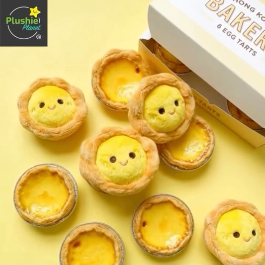 Plushie Planet® - Hong Kong Snack Series - Egg Tart Keychain (香港小食系列 - 蛋撻吊飾)